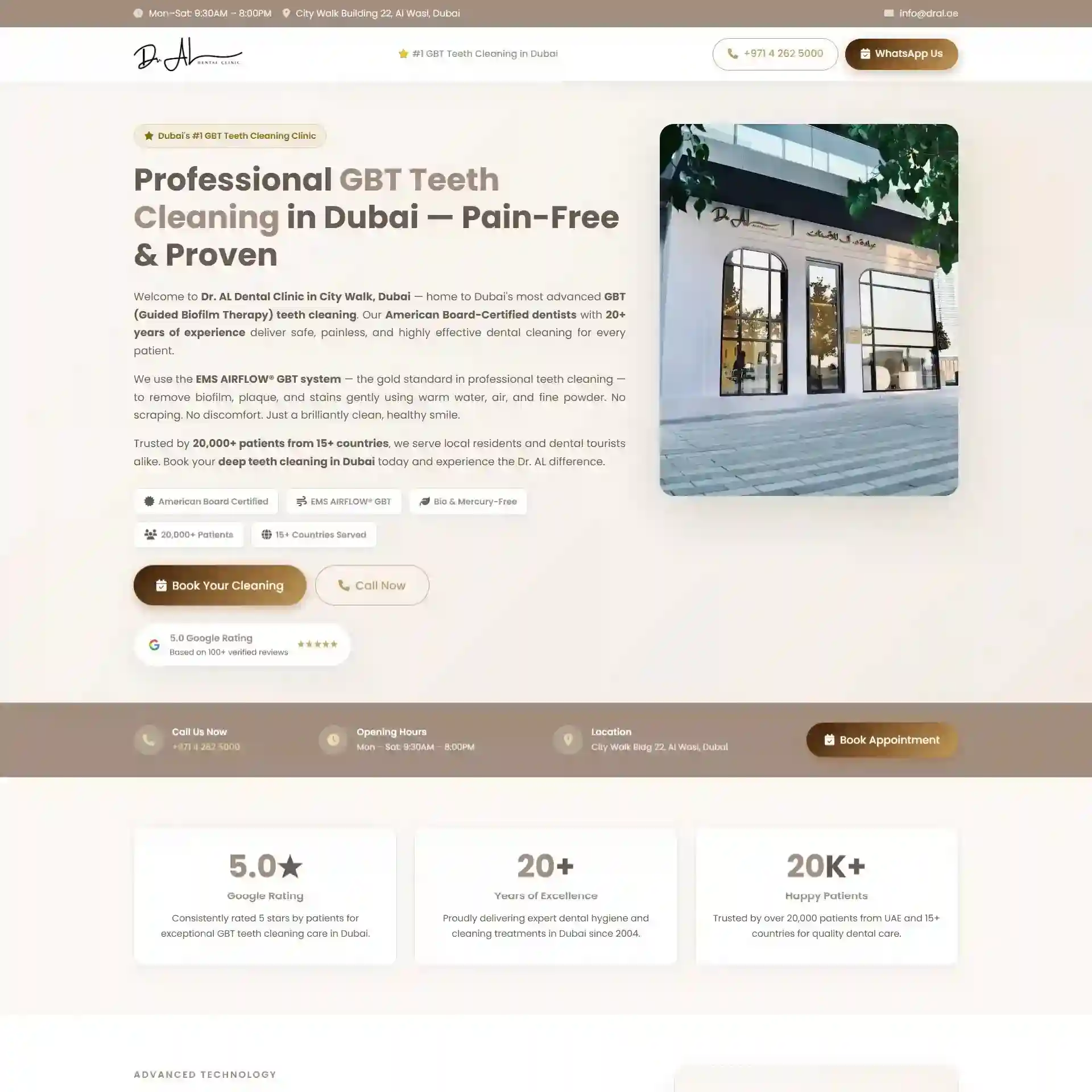 Dr. AL teeth cleaning landing page