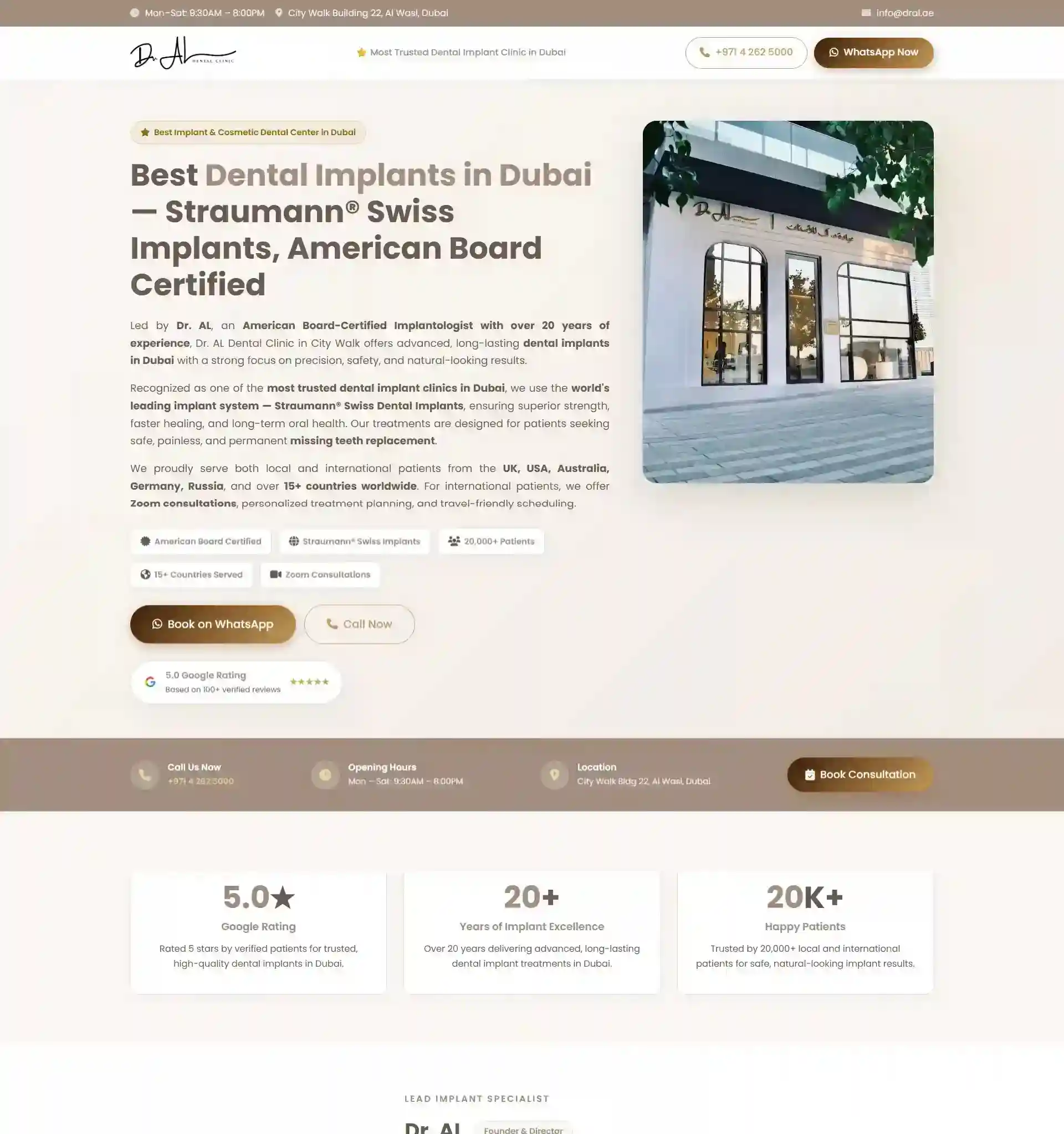Dr. AL implant landing page