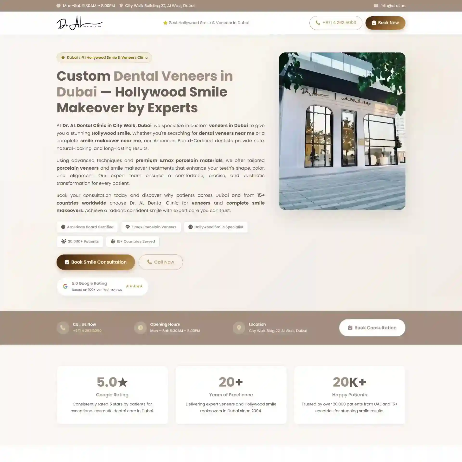 Dr. AL veneers landing page